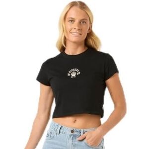 NWT Rip Curl Black Graphic Crop Top Baby Tee - Size XXL